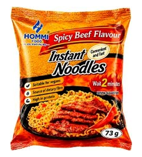 Hommi Spicy Beef Flavour instant noodles 73 g pack