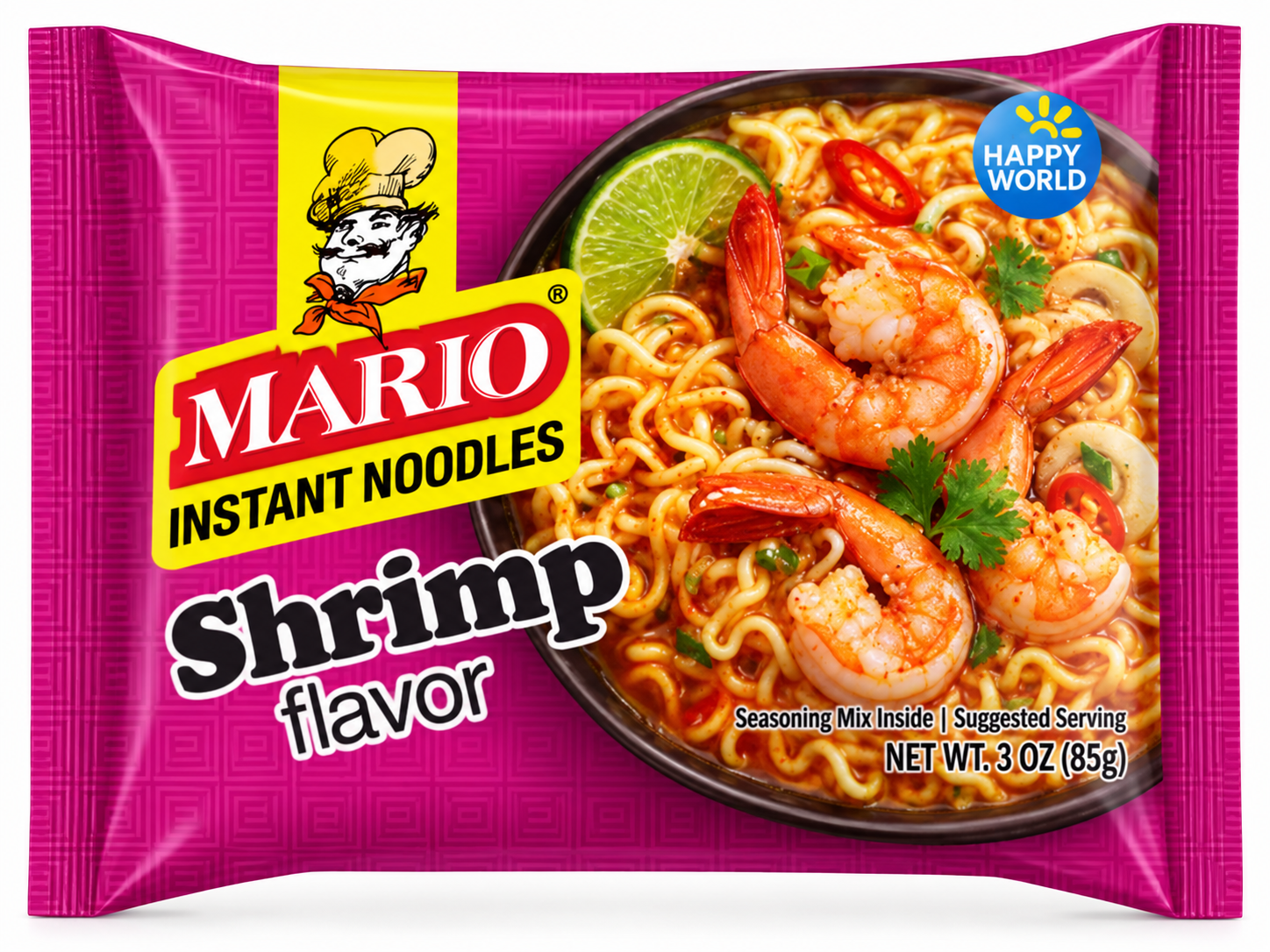 Mario Shrimp Flavour instant noodles